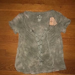 American Eagle Lace Up Tee